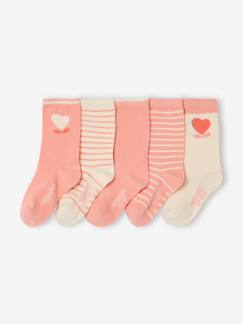 Fille-Sous-vêtement-Lot 5 paires de chaussettes coeur fille