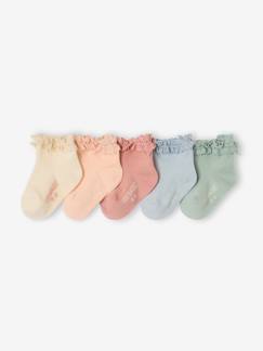 Bébé-Chaussettes, Collants-Lot de 5 paires de mi-chaussette bébé fille