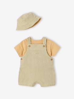 Baby-Set-Baby-Set aus Latzshorts, T-Shirt und Wendehut, Geschenkbox
