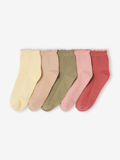 Mädchen-5er-Pack Mädchen Socken mit Rippstruktur und Zierkante