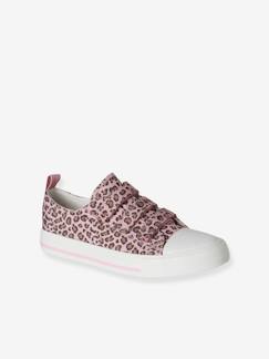 Schuhe-Mädchenschuhe 23-38-Sneakers, Tennisschuhe-Kinder Stoff-Sneakers mit Leoprint und Klett