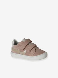 Chaussures-Chaussures bébé 17-26-Marche fille 19-26-Baskets-Baskets bébé cuir à scratchs
