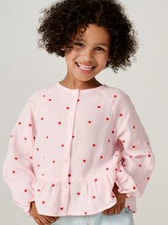 Mädchen-Hemd, Bluse, Tunika-Musselinbluse Mädchen mit Knopfverschluss