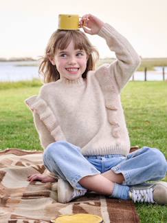 Mädchen-Pullover, Strickjacke, Sweatshirt-Pullover Mädchen Strick mit Volants