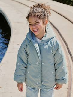 Mädchen-Mantel, Jacke-Daunenjacke-Leichte Steppjacke mit Blumenstickerei, Mädchen