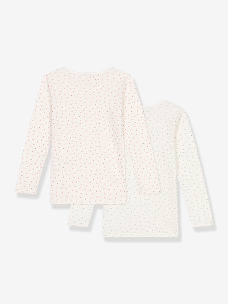 2er-Pack Shirts mit kleinen Herzen Kinder PETIT BATEAU, Baumwolle weiß 