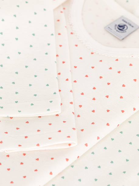 2er-Pack Shirts mit kleinen Herzen Kinder PETIT BATEAU, Baumwolle weiß 