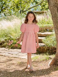 Mädchen-Sommer-Kleid mit Ballonärmeln & grossen Schleifen am Rücken, Vichykaro, Mädchen