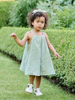 Baby-Kleid, Rock-Baby Trägerkleid aus Lochstickerei mit Haarband