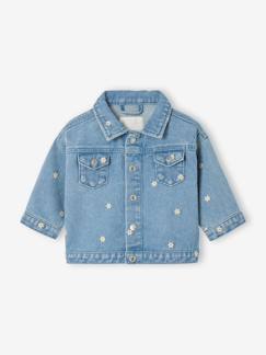 Baby-Mantel, Overall, Ausfahrsack-Baby Jeansjacke mit Gänseblümchen-Stickerei