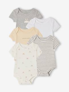 Baby-5er-Pack Baby Schlupfbodys mit kurzen Ärmeln, Wolke- & Hasenmotiven
