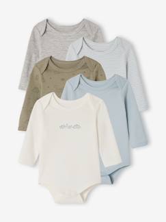 Baby-5er-Pack Baby Langarm-Bodys mit Dinosaurier-Motiven, Bio-Baumwolle, Schlupfform
