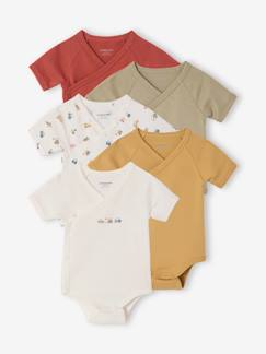 Baby-5er-Pack Baby Wickelbodys mit Traktormotiv, Bio-Baumwolle