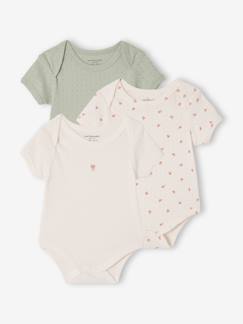 Baby-3er-Pack Baby Bodys mit kurzen Ärmeln aus Pointelle-Jersey, Schlupfform