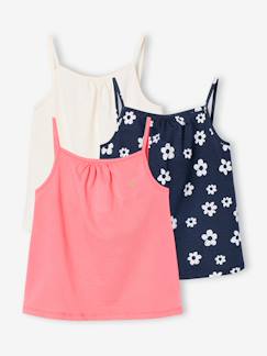 Mädchen-T-Shirt, Unterziehpulli-T-Shirt-3er-Pack Mädchen Trägertops BASICS