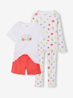 Mädchen-Pyjama, Overall-2er-Pack Schlafanzüge lang & kurz für Mädchen, Recycling-Baumwolle