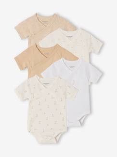 Baby-5er-Pack Baby Wickelbodys mit kurzen Ärmeln, Hasenmotive