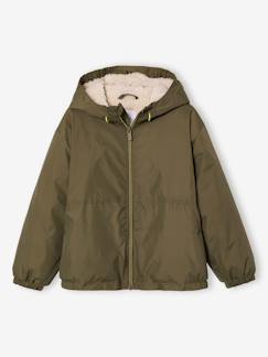 Junge-Mantel, Jacke-Jungen Anorak mit Teddyfleece-Futter