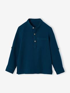 Garçon-Chemise-Chemise en gaze de coton personnalisable garçon manches retroussables