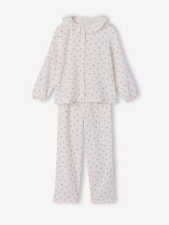 Mädchen-Pyjama, Overall-Mädchen Schlafanzug mit Blumenmuster, Baumwoll-Musselin, personalisierbar