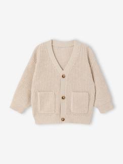 Bébé-Pull, gilet, sweat-Gilet-Gilet bébé garçon col V essentiel