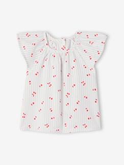 Baby-Hemd, Bluse-Baby Bluse mit kurzen Ärmeln, Streifen und Kirschen