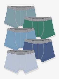 Garçon-Sous-vêtement-Slip, Boxer-Lot 5 boxers uni Petit Bateau
