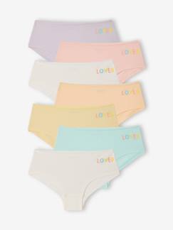 Mädchen-Unterwäsche-Slips-7er-Pack Mädchen Shortys LOVED, Bio-Baumwolle BASIC