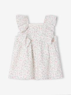 Baby-Kleid, Rock-Baby Kleid mit Rüschenärmeln und Blumenmotiven