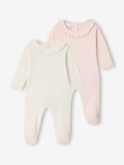 2er-Pack Baby Strampler mit Volantkragen, Bio-Baumwolle