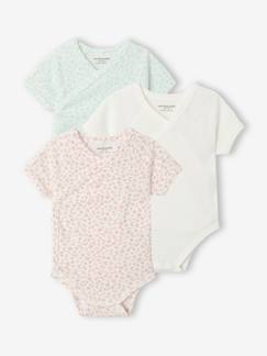 Baby-3er-Pack Baby Wickelbodys mit Blumenmotiv, Bio-Baumwolle
