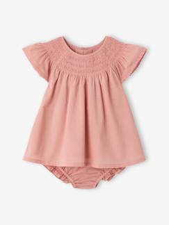 Baby-Kleid, Rock-Baby-Set: Kleid mit Schmetterlingsärmeln und Shorts, gesmockt