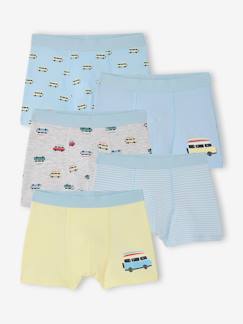 Junge-Unterwäsche-Slip, Boxer-5er-Pack Boxershorts mit Auto-Motiven, Jungen, Bio-Baumwolle