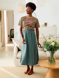 Vêtements de grossesse-Jupe longue de grossesse en gaze de coton