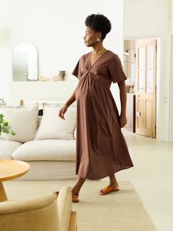Umstandsmode-Midi-Kleid mit Bindegürtel für Schwangerschaft und Stillzeit