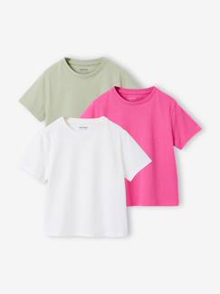 Mädchen-T-Shirt, Unterziehpulli-T-Shirt-3er-Pack T-Shirts Mädchen BASIC