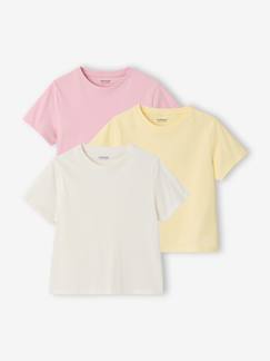 Mädchen-T-Shirt, Unterziehpulli-3er-Pack T-Shirts Mädchen BASIC