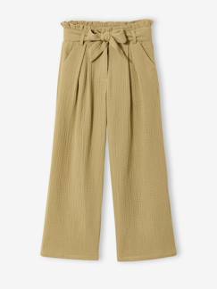 Mädchen-Mädchen Paperbag-Hose aus Baumwoll-Musselin, Bundweite verstellbar JONEN