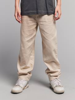 Junge-Weite Twill-Hose aus Baumwoll-Leinenmix für Jungen, Bundweite verstellbar JONEN
