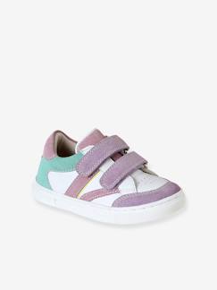 Chaussures-Chaussures bébé 17-26-Marche fille 19-26-Baskets-Baskets bébé cuir à scratchs