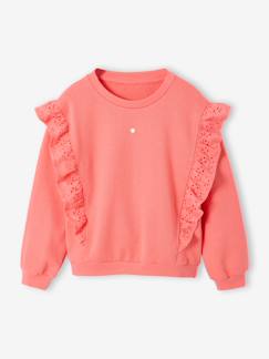 Mädchen-Mädchen Sweatshirt mit Volant aus Stickereispitze
