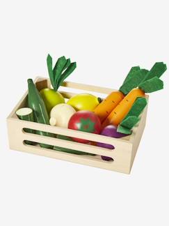 Spielzeug-Nachahmungsspiele-Küche, Geschirr und Lebensmittel-Kinder Gemüsekiste aus Holz FSC®