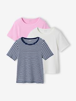 Mädchen-T-Shirt, Unterziehpulli-3er-Pack T-Shirts aus Ripp Mädchen JONEN