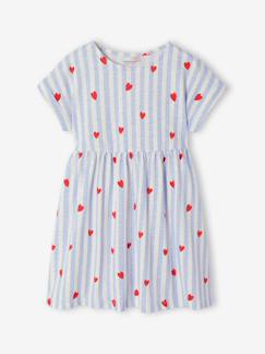 Mädchen-Kleid-Gestreiftes Jersey-Kleid mit kurzen Ärmeln Mädchen