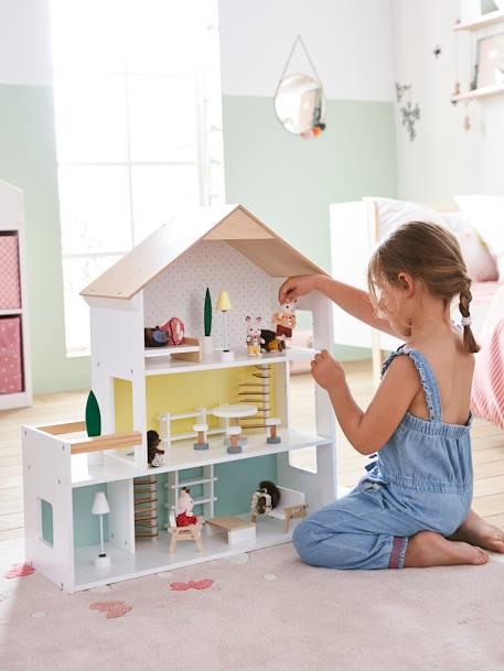 Puppenhaus 'Freunde' aus Holz FSC®zertifiziert für Kinder WEISS 