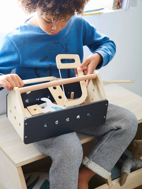 Spiel-Werkzeugkasten für Kinder, FSC® Holz schwarz/natur 