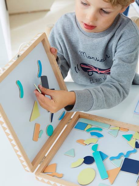 Kinder Spielbox mit Magnet-Klötzen, Holz FSC® zertifiziert mehrfarbig 