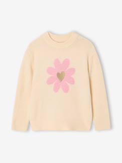 Fille-Pull, gilet, sweat-Pull fleurs