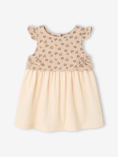 Baby-Kleid, Rock-Baby Kleid, Materialmix aus Leo-Musselin und Crinkle-Jersey
