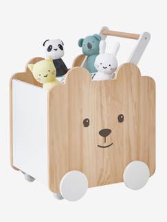 Babys gehen in die Kita-Zimmer und Aufbewahrung-Fahrbare Spielzeugbox mit Teddy